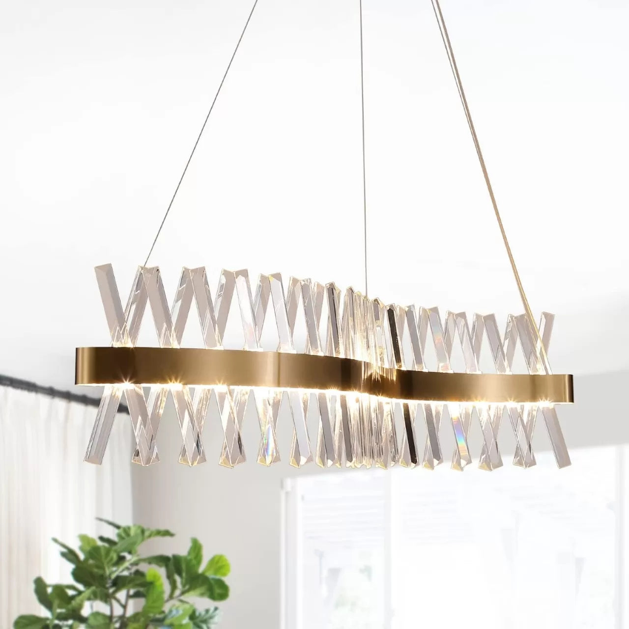 S SHAPED CRYSTAL CHANDELIER